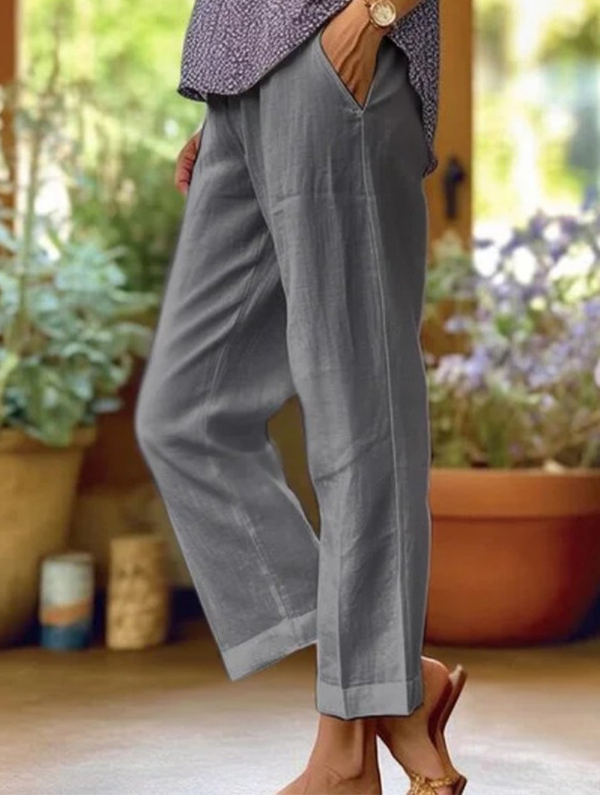Plain Linen Cotton and Linen Loose Pants