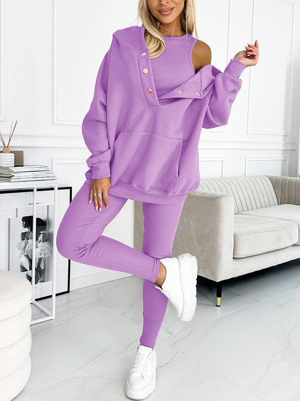 (s-5xl) and Comfortable Sweatshirt Three-piece Suit
