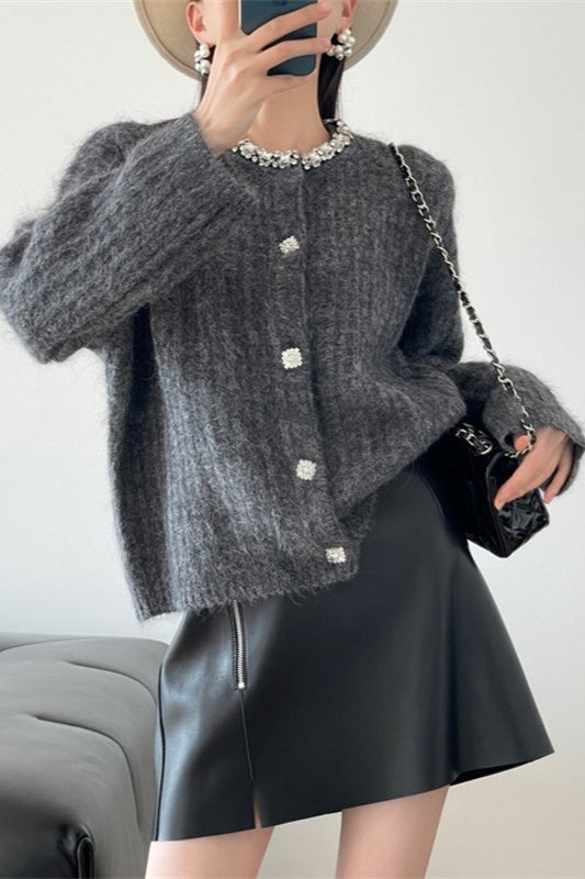 V-neck Slim-fit Knit Cardigan