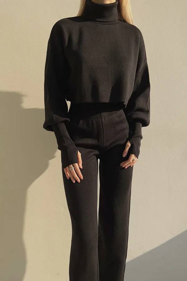 Loose-fitting Long-sleeves Top and Pants Two-piece Set