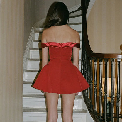 V Neck Backless Dress for Off Shoulder Slim Temperament Mini Dresses Hot Girl Party Evening Dress Lady