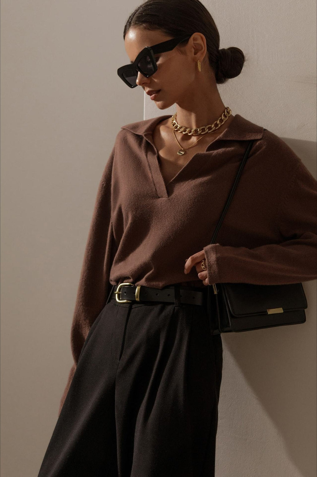 French-style Lapel Knit Sweater