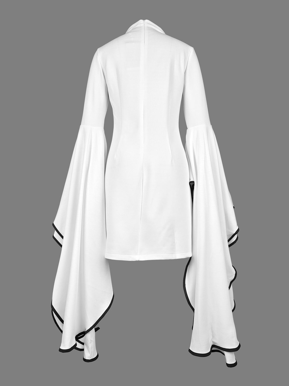 Flared Sleeves Long Sleeves Color Stand Collar Mini Dresses