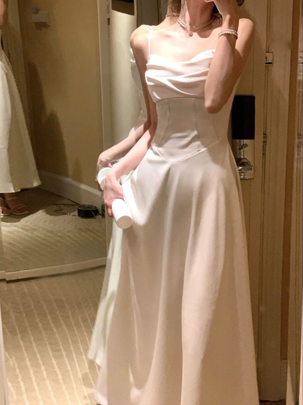 New Summer Satin Midi Dress Slim Spaghetti Strap Party Dresses Wedding Evening Birthday Backless Prom Robe Clothes