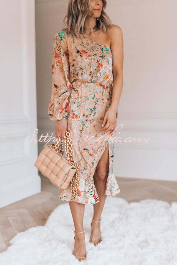 Spring Has Sprung Print One Shoulder Dress