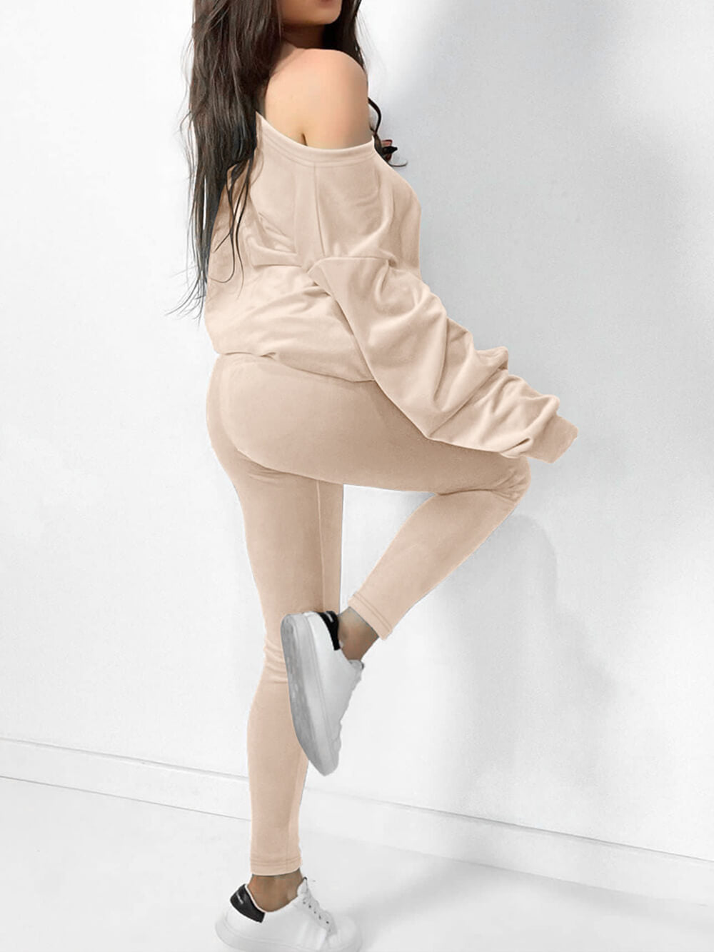 Silver Fox Velvet Sports Sweatshirt Two-piece Set