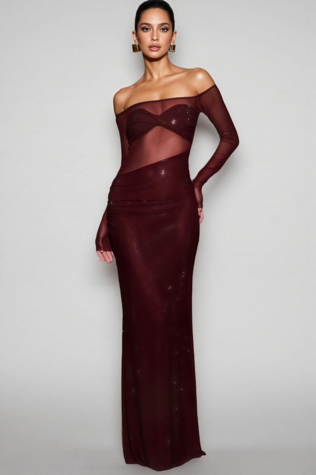 Kairo Diamante Off Shoulder Maxi Dress
