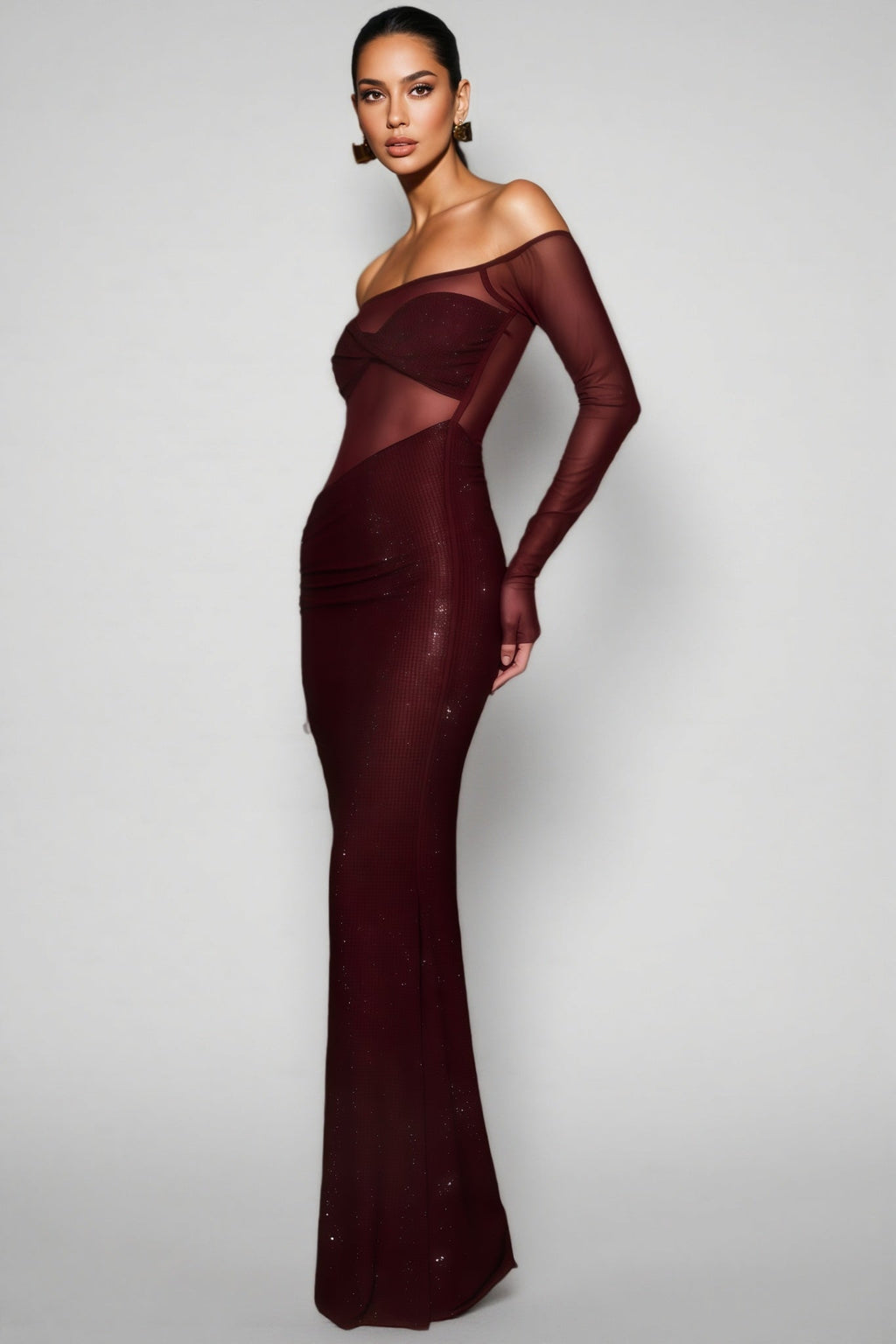 Kairo Diamante Off Shoulder Maxi Dress