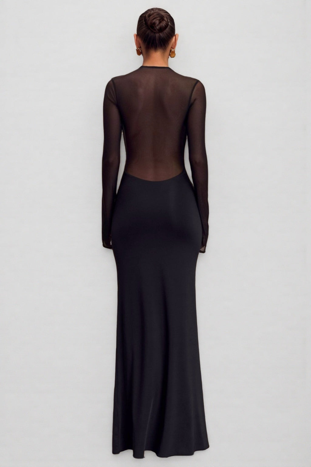 Odette Mesh Long Sleeve Maxi Dress