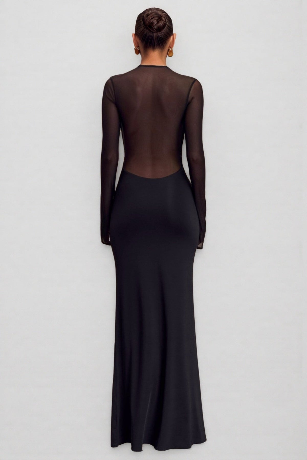 Odette Mesh Long Sleeve Maxi Dress