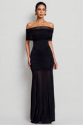 Nivenae Slinky and Mesh Off Shoulder Maxi Dress