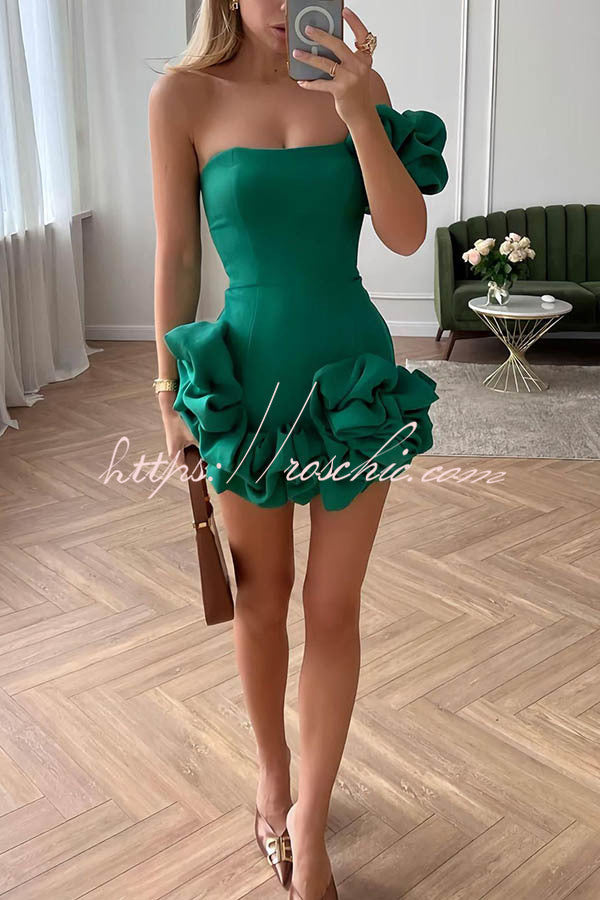 Delightful and Vibe Off Shoulder Flounce Bottom Mini Dress