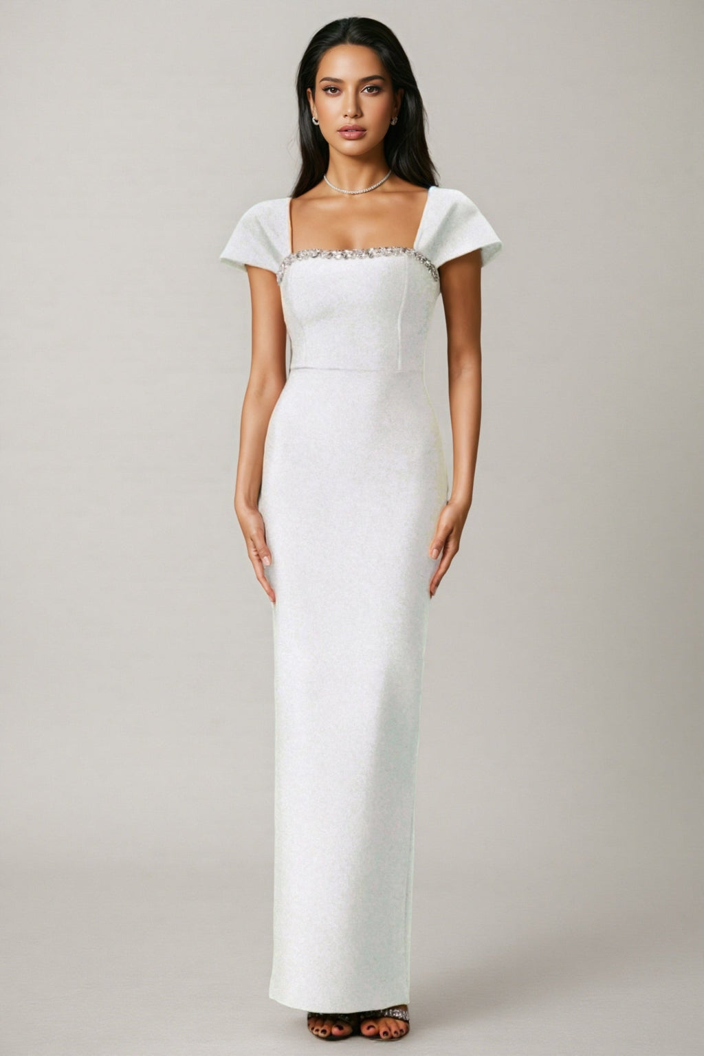 Niall Diamond Bandage White Maxi Dress