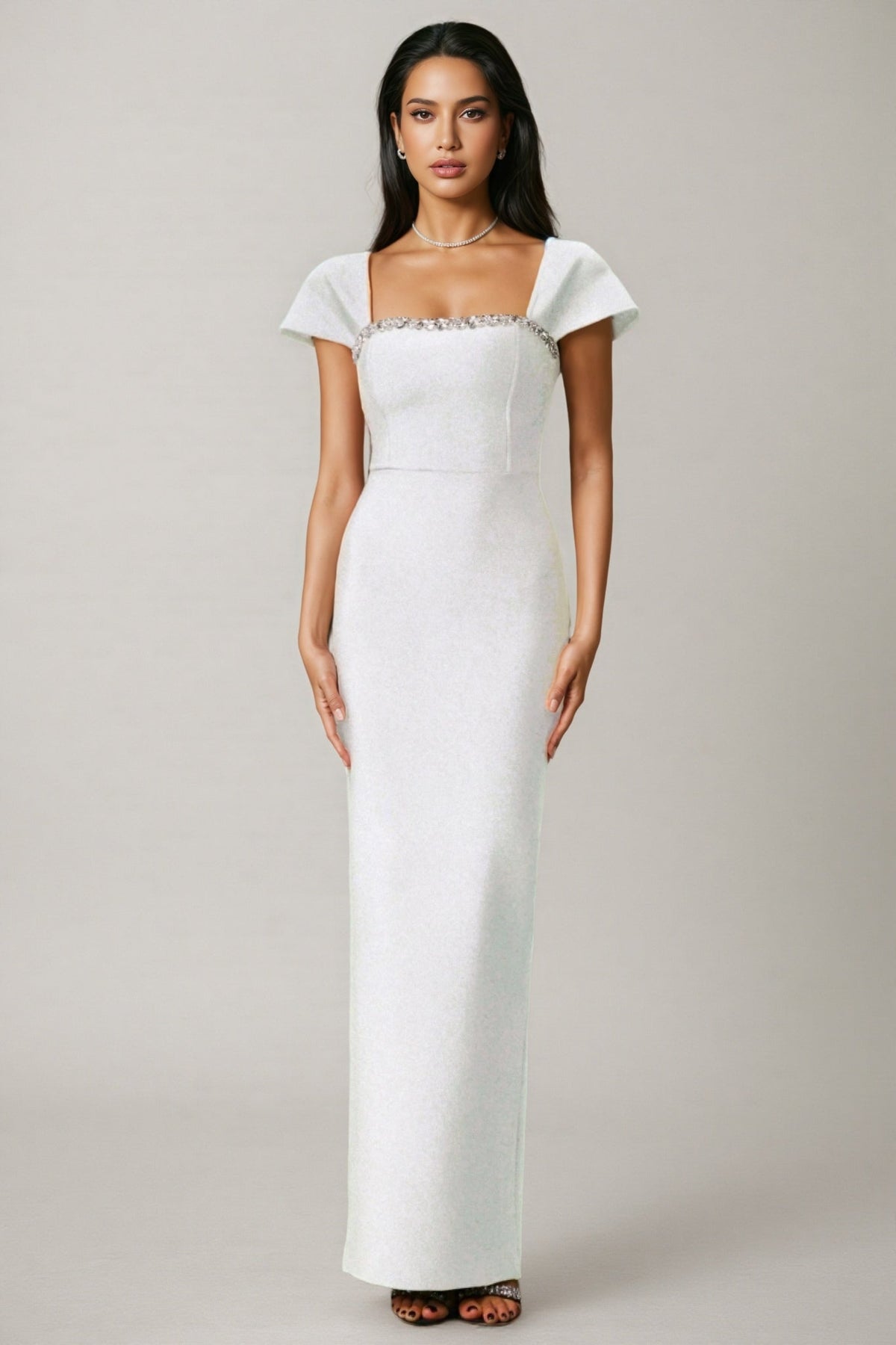Niall Diamond Bandage White Maxi Dress