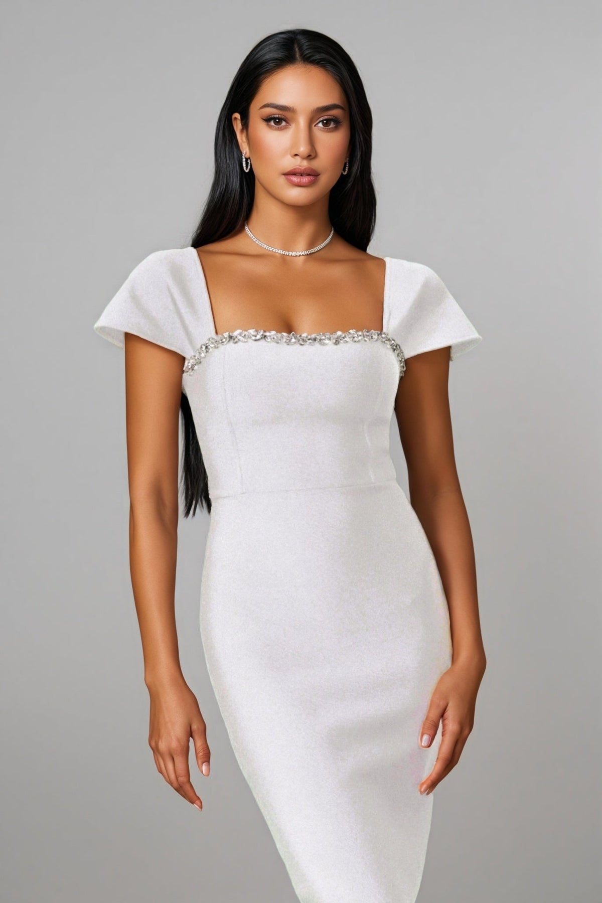 Niall Diamond Bandage White Maxi Dress