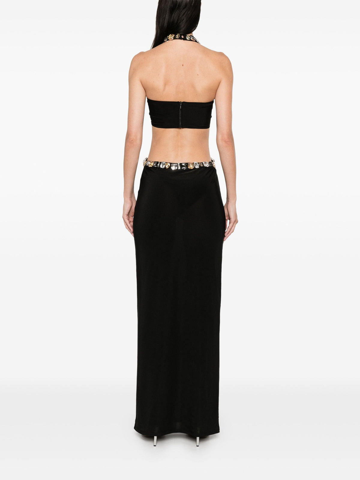 Alma Diamante Cutout Halter Maxi Dress