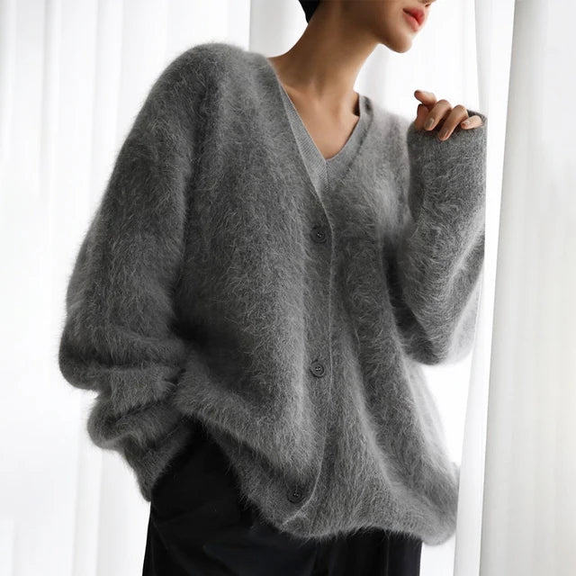 Knitted Cardigan V Nekc Loose Long Sleeve Sweater Female Autumn Winter New Cardigans