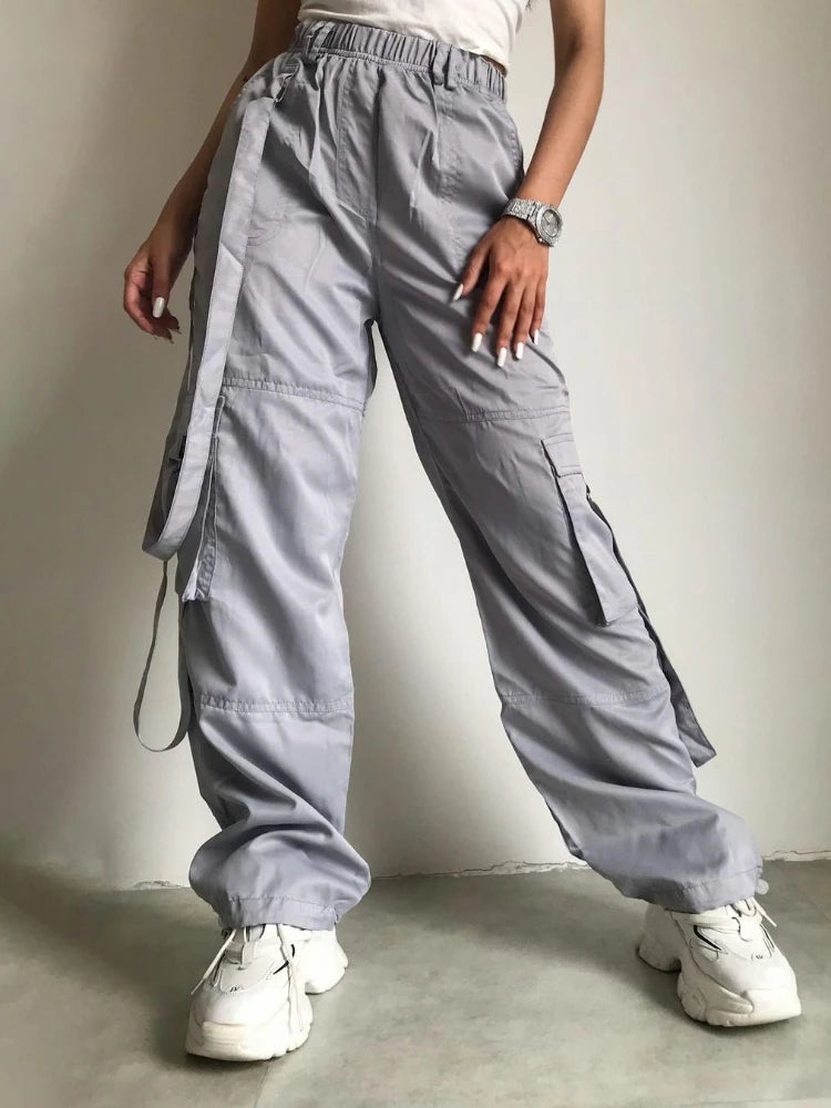 High Waist Cargo Pants Pocket Loose Pink Baggy Sweatwear Female Autumn Winter Sweatpants Woman
