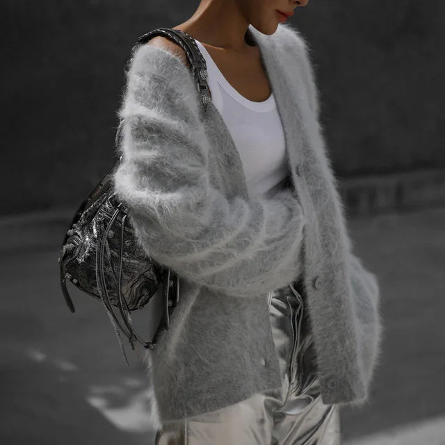 Knitted Cardigan V Nekc Loose Long Sleeve Sweater Female Autumn Winter New Cardigans