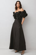 Paca Black Strapless 3d Maxi Dress