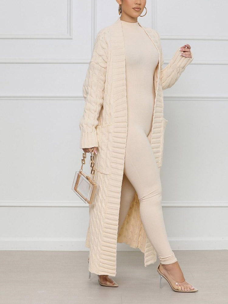 Knitted Graceful Open Front Cardigan