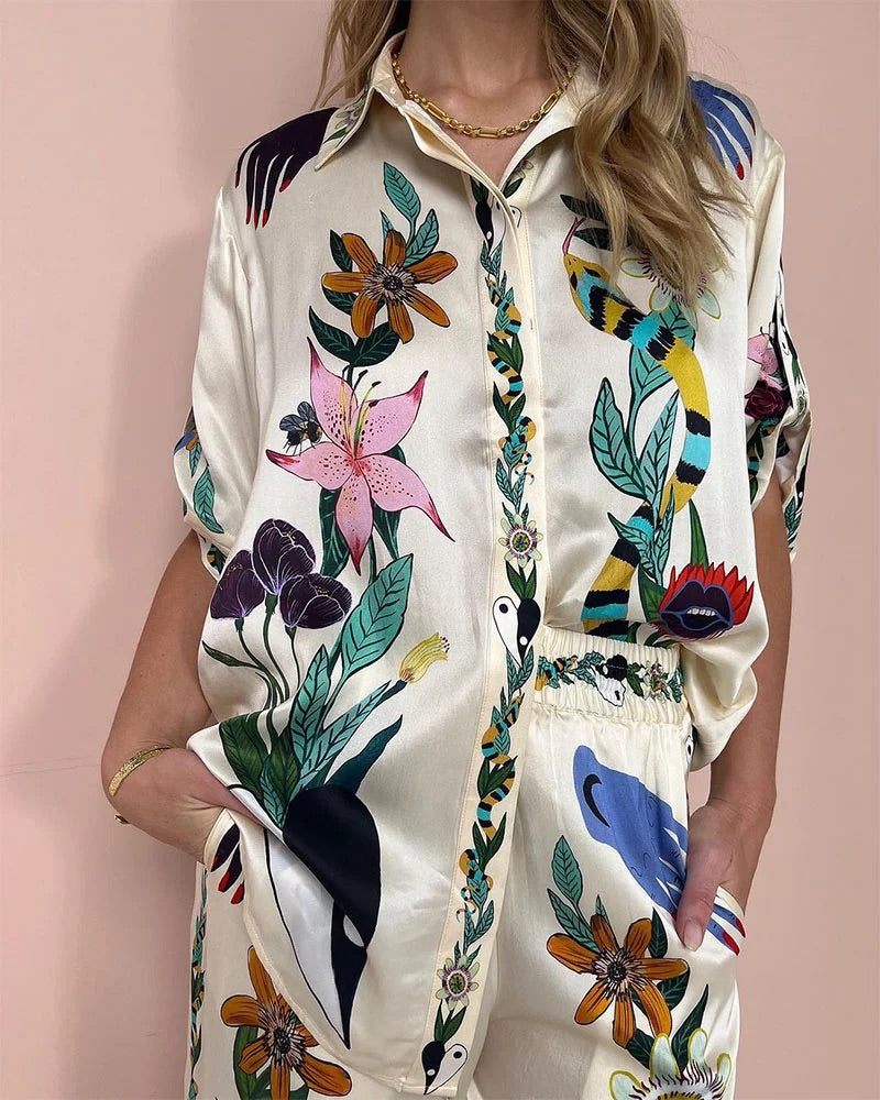 Flower Jungle Print Two-piece Set
