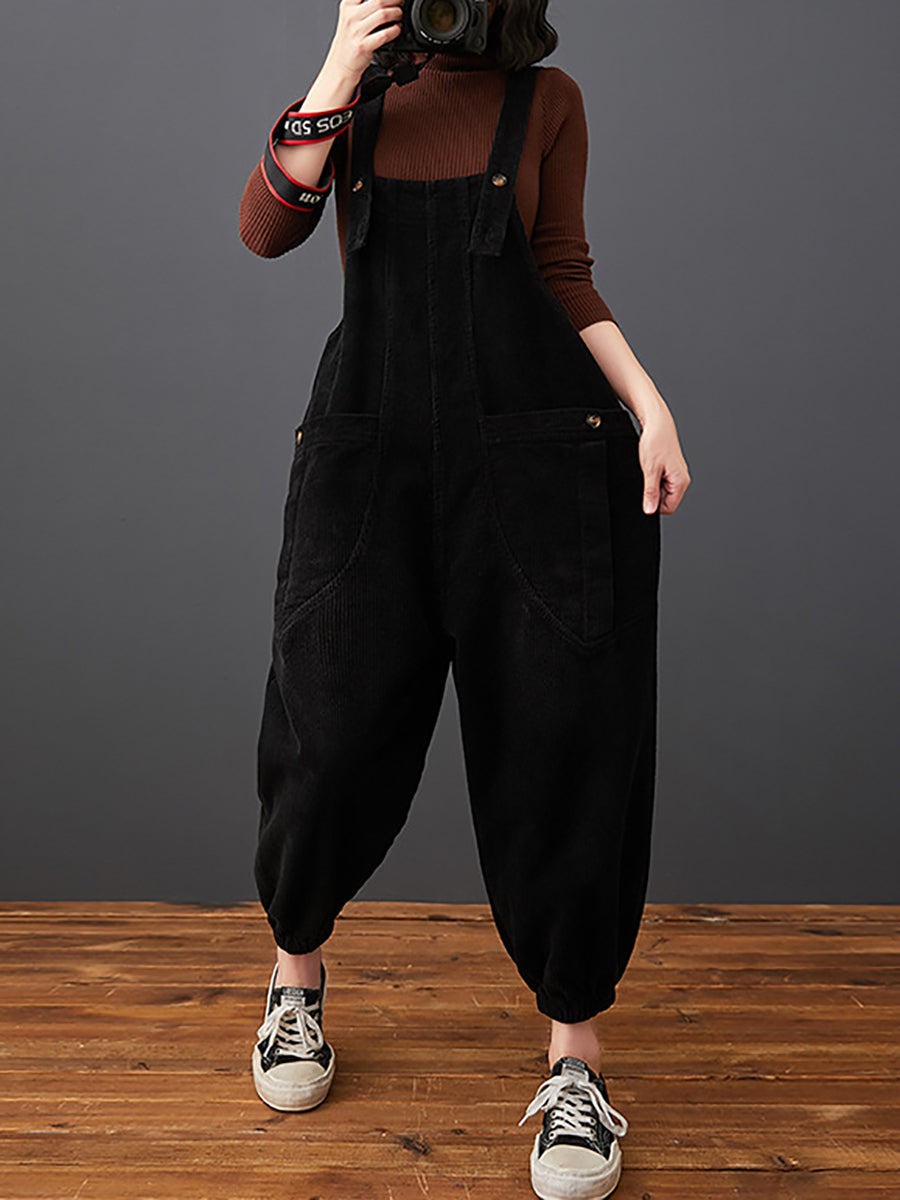 Commute Autumn Corduroy Loose Jumpsuits Ak1022