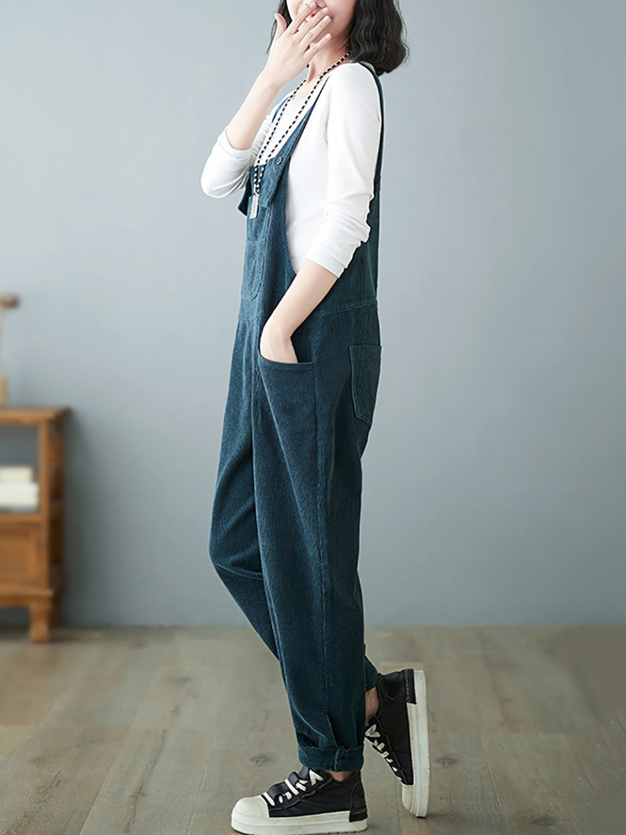 Autumn Corduroy Loose Jumpsuits Ah1009