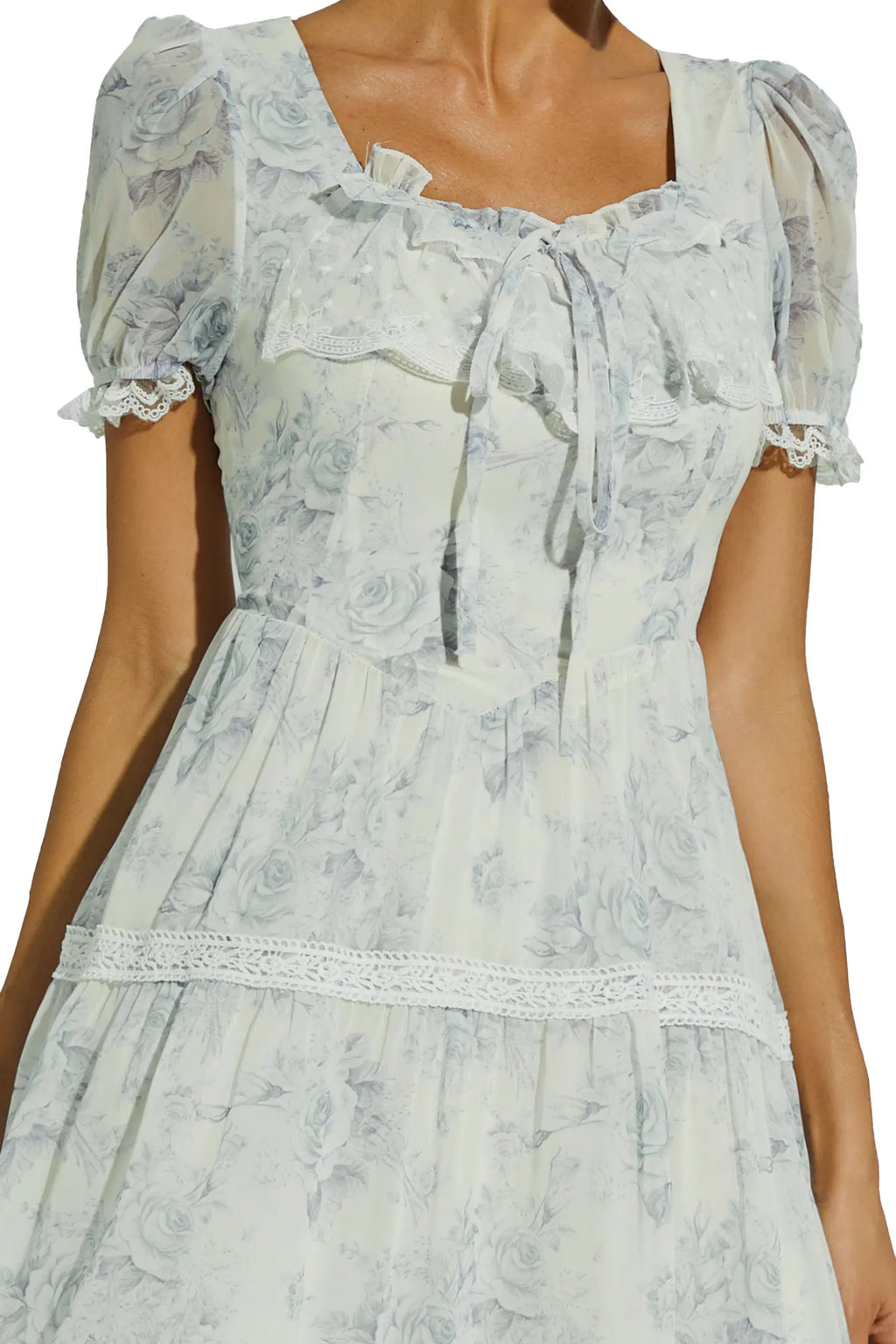 Frank White Flower Printed Midi Dress