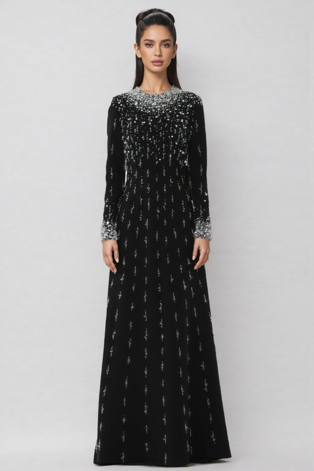 Jarety Long Sleeve Beaded Maxi Dress