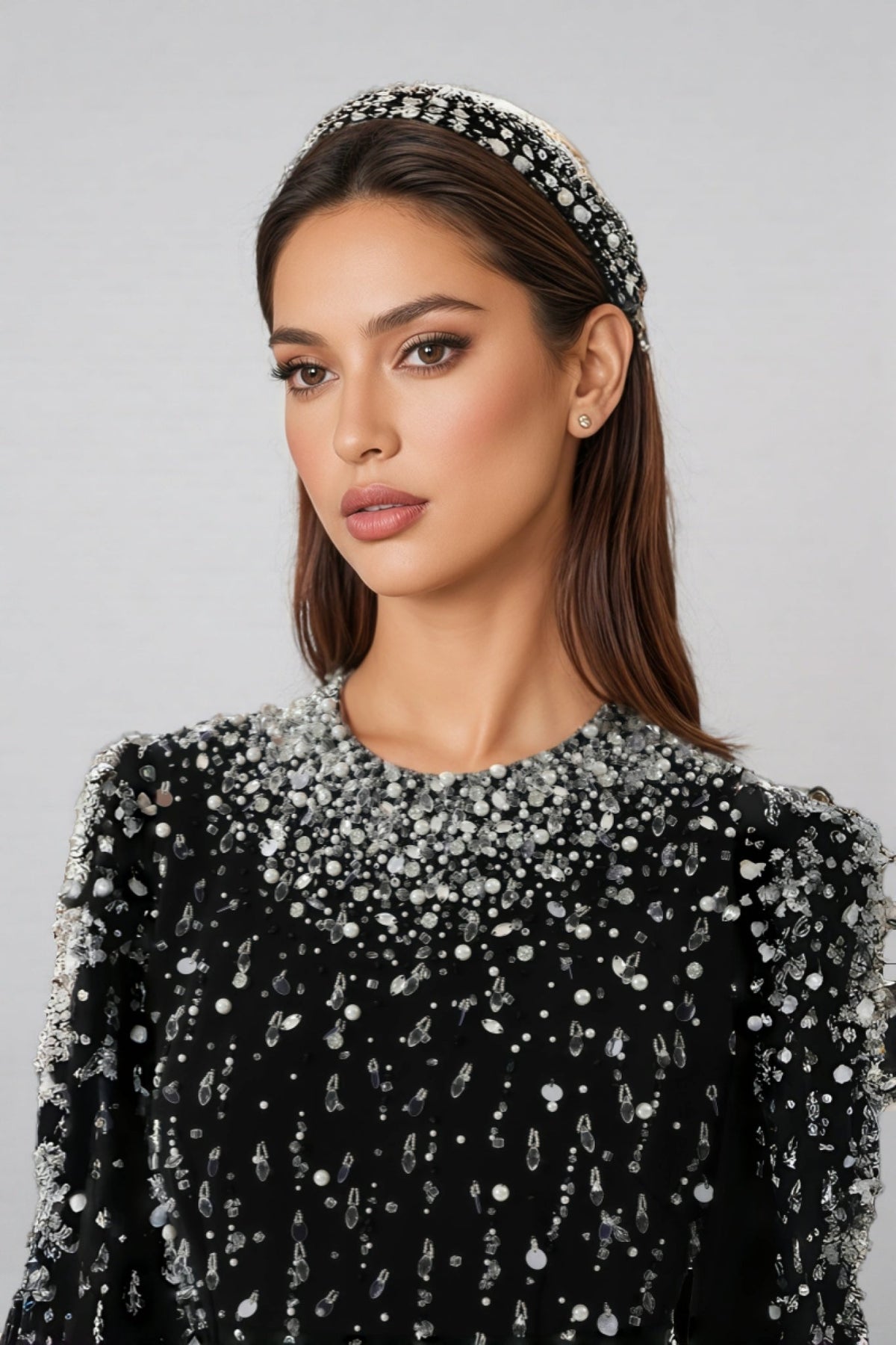 Jarety Long Sleeve Beaded Maxi Dress