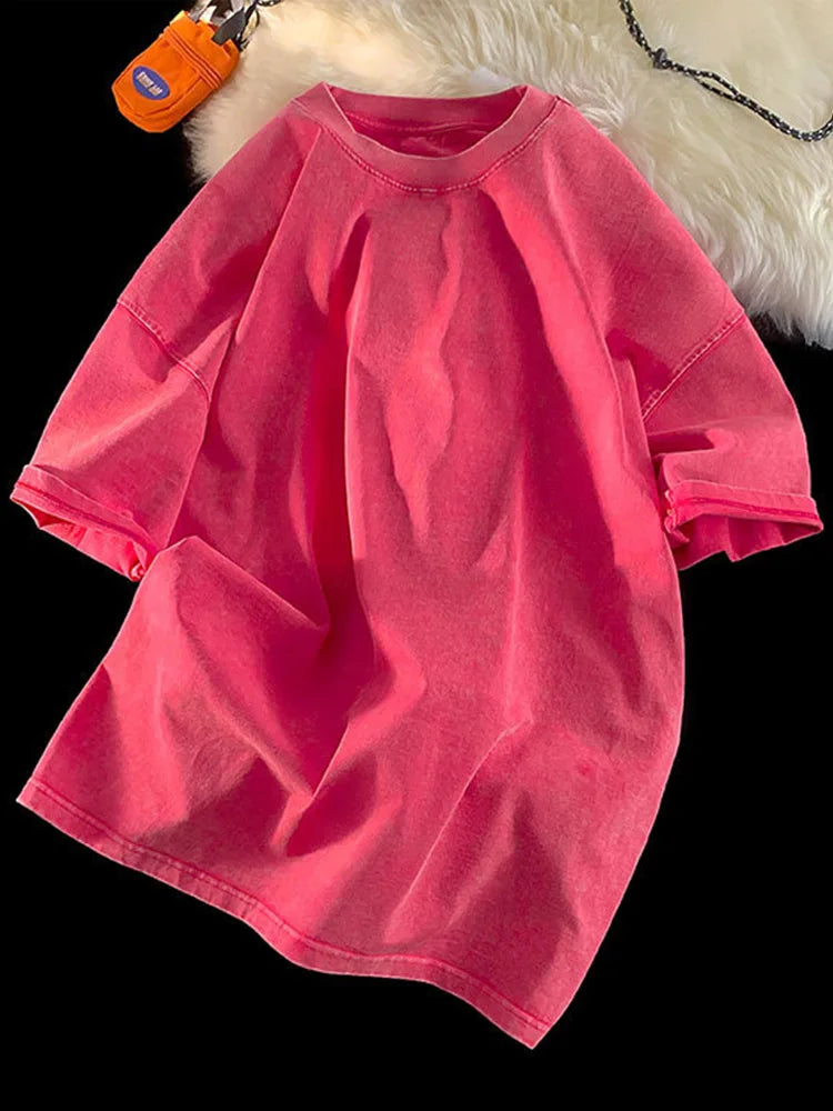 100% Combed Cotton T-shirt Acid Washed T Shirt for T-shirt Y2k Top Tee ’s Clothing