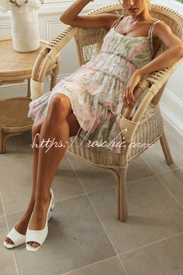Capri Kisses Tiered Ruffle Smocked Back Slip Mini Dress