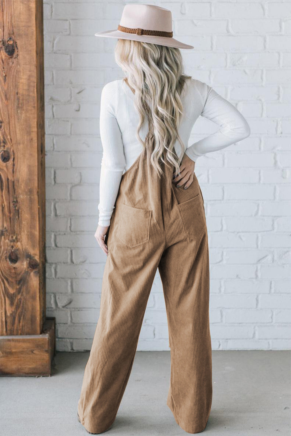 Color Pocketed Corduroy Overall