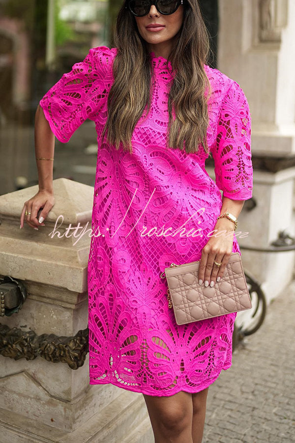 Reason to Smile Crochet Lace Mini Dress