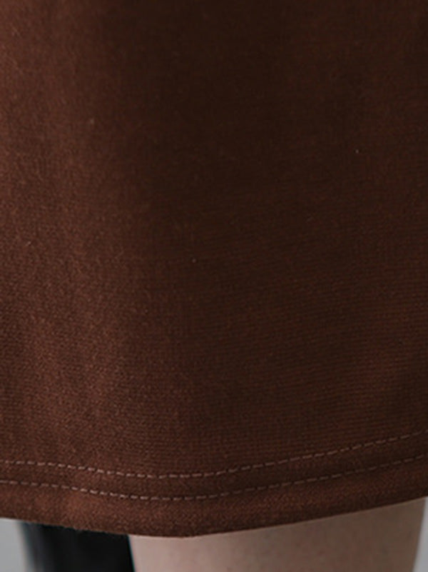 Simple Color Round-neck A-line Midi Dress