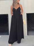 V-neck Effortless Wide Leg Jumpsuit