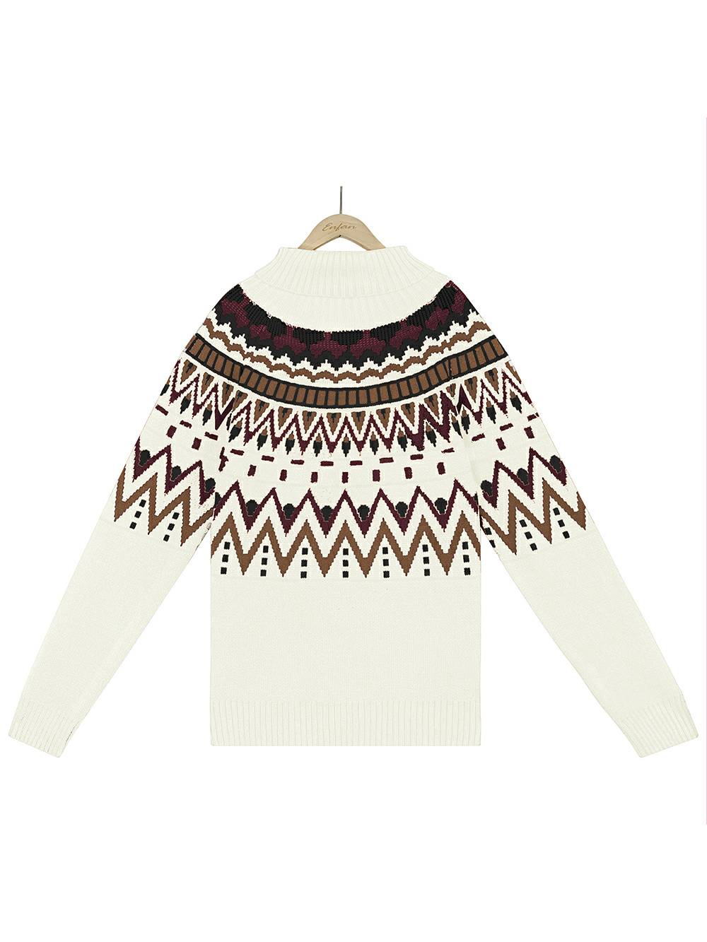 Striped Color Block Turtleneck Sweater