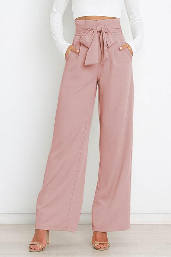 All-match Wide-leg Pants Tie-up Bow Trousers