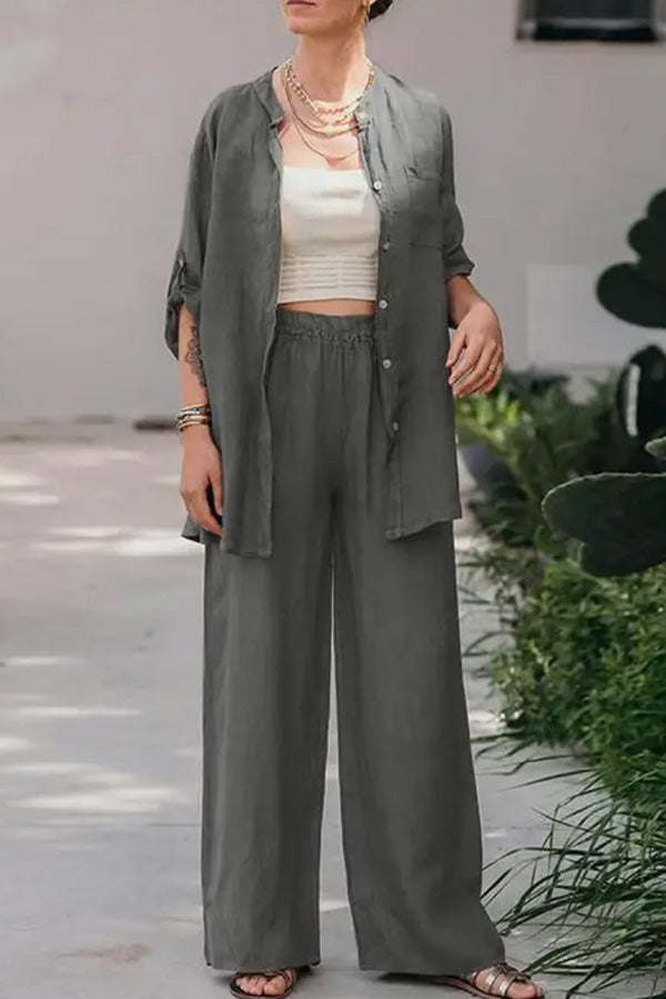 Loose Color Shirt Pants Set