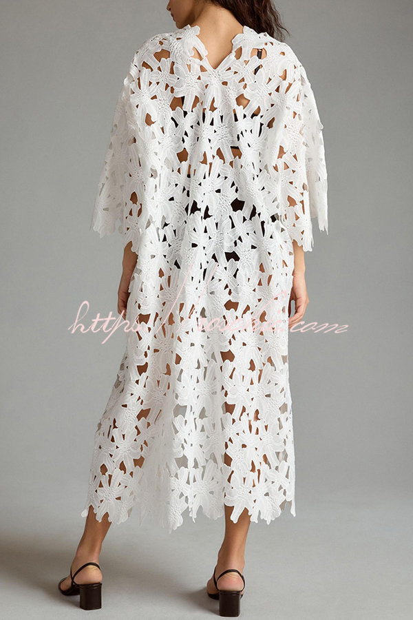 I Belong Here Eyelet Lace Cover Up Beach Midi Dress