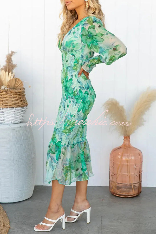 Garden Gathering Smocked Waist Midi Dress