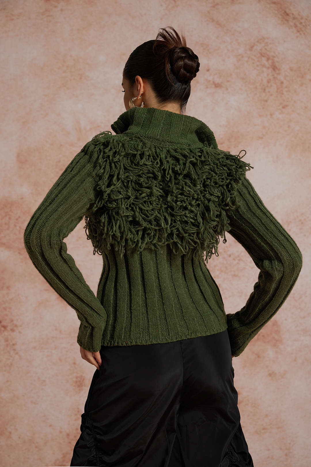 Sweater Fringe Zipper Long-sleeve Top