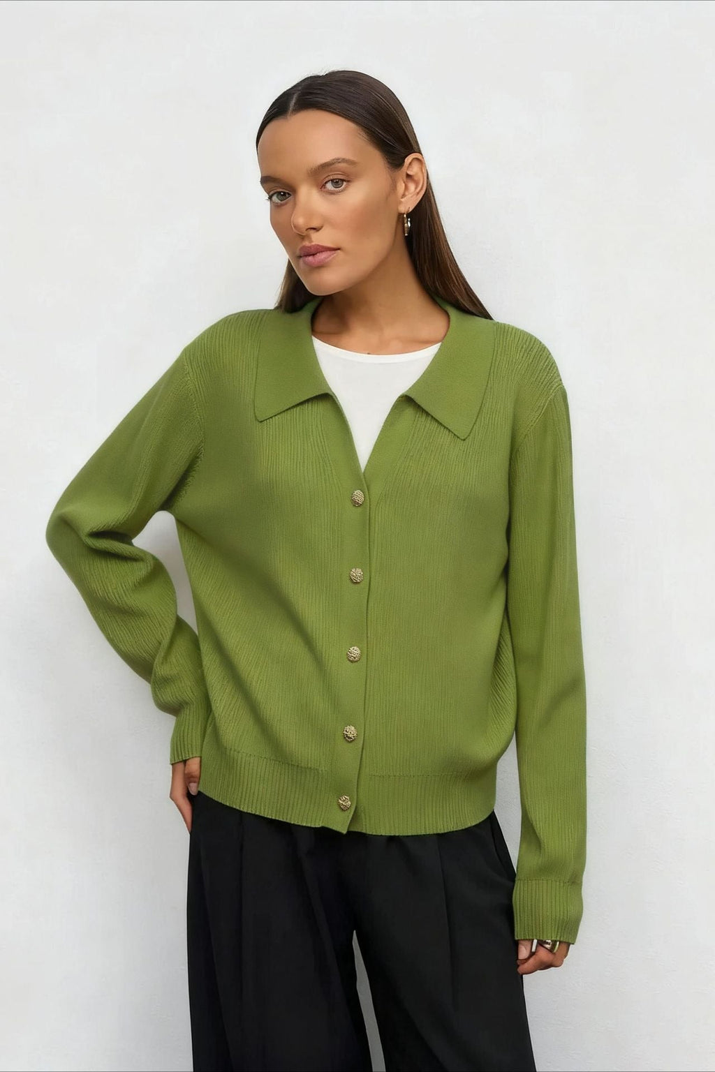 V Neck Button Down Cardigan