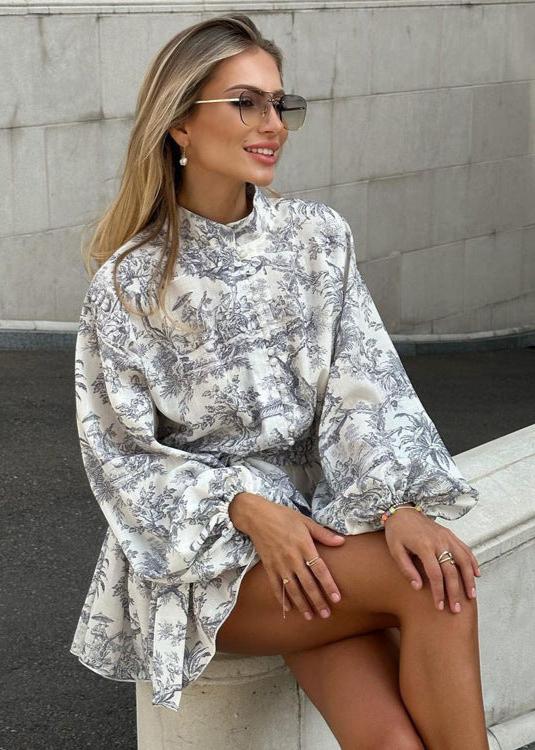 -inspired Puff Sleeve A-line Mini Dress