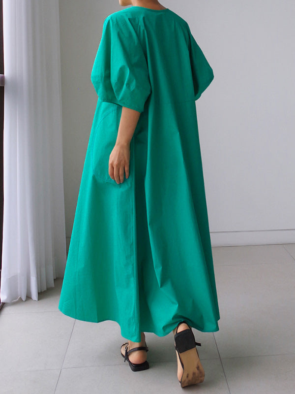 Original Bishop Sleeve Color Midi Dress