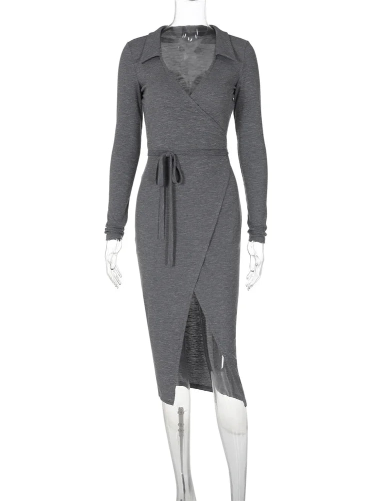 High Waist Lace-up V-neck Maxi Dress for Patchwork Drawstring Bandage Dress Y2k Long Dress