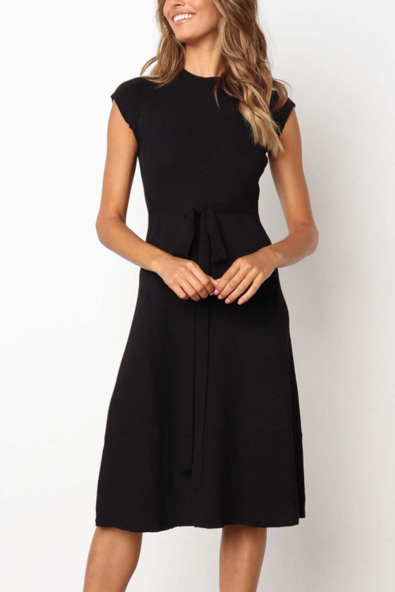 O Neck Dress With Belt(3 Colors)