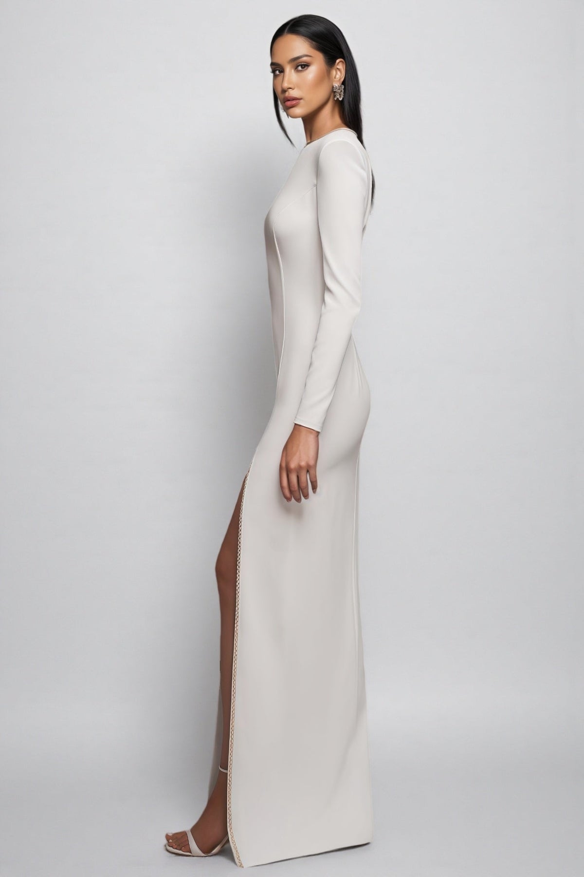 Lalia White Waisted Maxi Dress