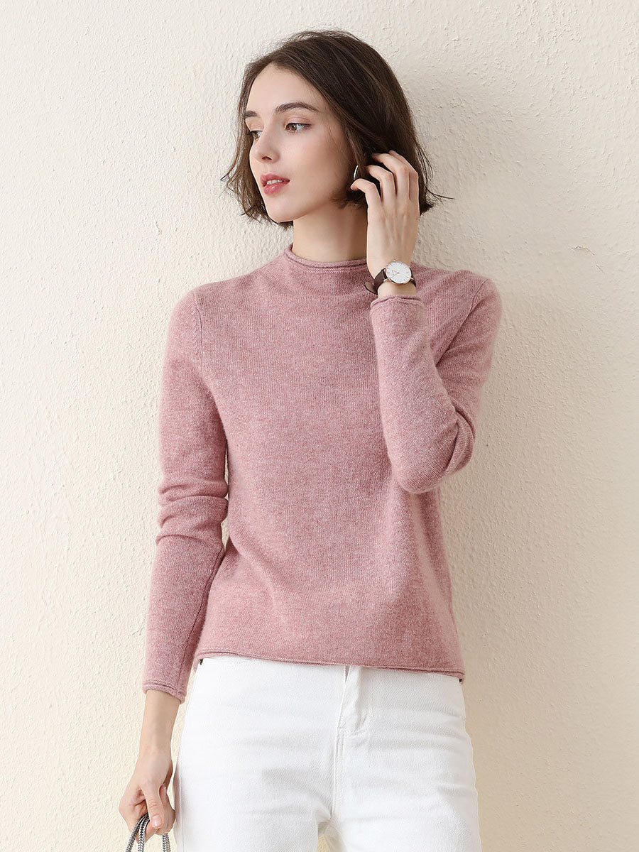 100% Cashmere Round Neck Knit Sweater